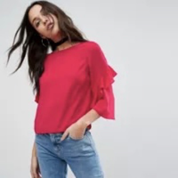 ASOS RUFFLE SLEEVE TOP - Picture 3 of 4